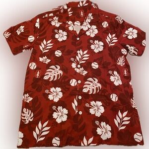 Stanford baseball/softball-Red Hawaiian style Men's button up Shirt